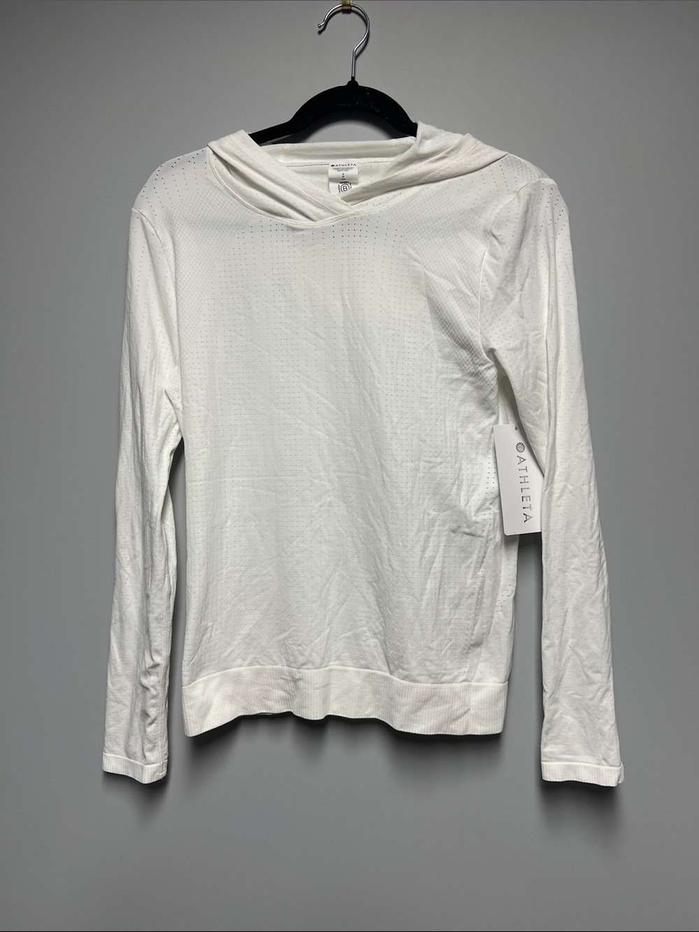 Athleta White Lightweight Hooded Long-Sleeve Pullover